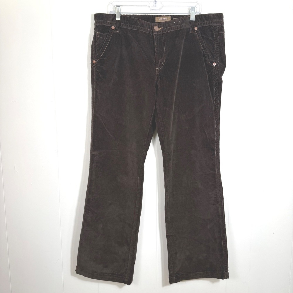 VTG Y2K Old Navy Womens Chocolate Brown Corduroy Pants Stretch Straight Size 16